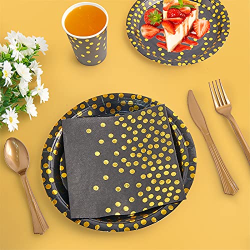 210 Piece Golden Dot Disposable Party Dinnerware Set 30 Guest