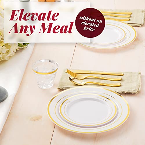 600-Piece Gold Plastic Dinnerware Set (100 Guests)for Party