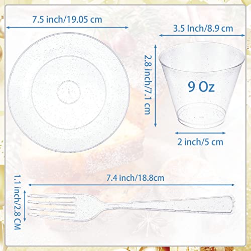 300 Pcs Plastic Dinnerware Set Disposable for Party