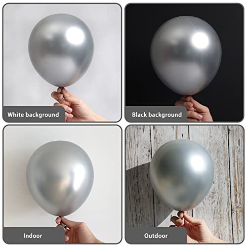 87pcs Silver Latex Balloons Different Sizes 18 12 10 5 Inch Metallic Silver