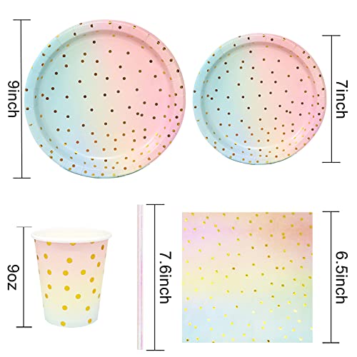 Pastel Rainbow Party Plates Disposable Tableware Set