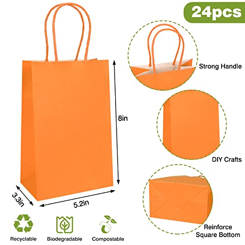 24pcs Party Favor Bags Bulk, 8 Colors Goodie Bags with Handles for Party Supplies and Gifts