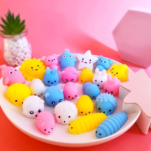 Mini Bulk Kawaii Mochi Squishy Toys (24Pack), Party Favors for Kids