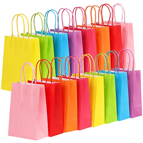 24pcs Party Favor Bags Bulk, 8 Colors Goodie Bags with Handles for Party Supplies and Gifts