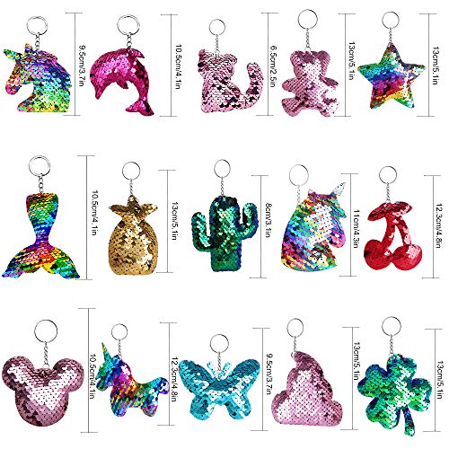 15 Pcs Flip Sequin Keychain