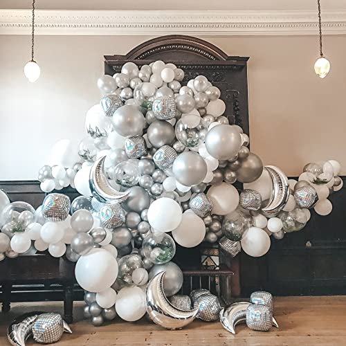 87pcs Silver Latex Balloons Different Sizes 18 12 10 5 Inch Metallic Silver