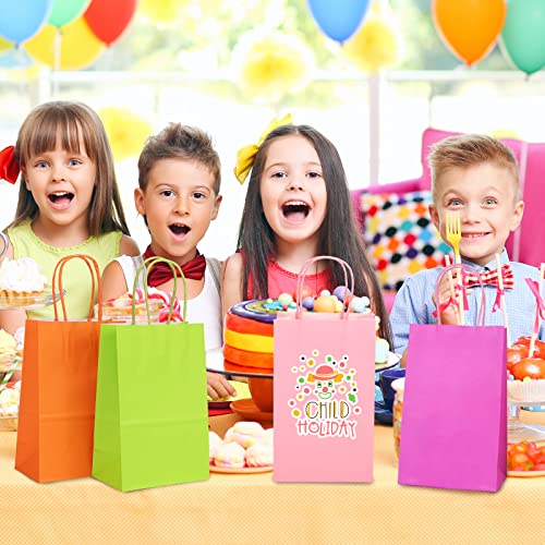 24pcs Party Favor Bags Bulk, 8 Colors Goodie Bags with Handles for Party Supplies and Gifts