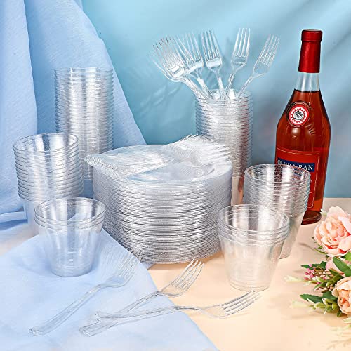 300 Pcs Plastic Dinnerware Set Disposable for Party