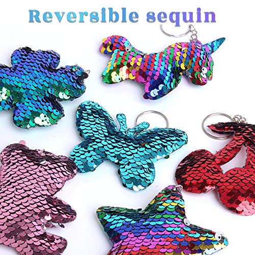 15 Pcs Flip Sequin Keychain