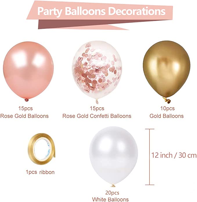 60 Pack White Gold Latex Balloons
